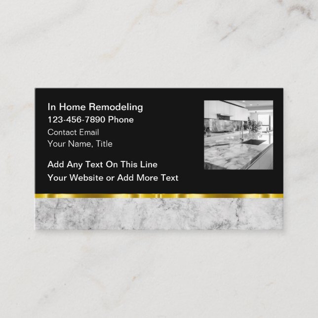 Classy Home Remodeling Services Business Card (Front)