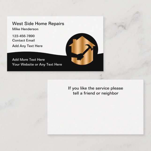 Classy Home Services Modern Business Cards Design (Front/Back)