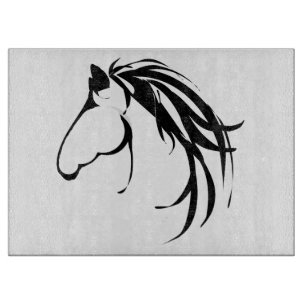 Classy Horse Head Logo Equestrian Fan Cutting Board