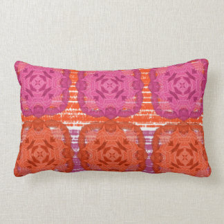 Classy Hot Pink Orange Mix Square Print Lumbar Cushion