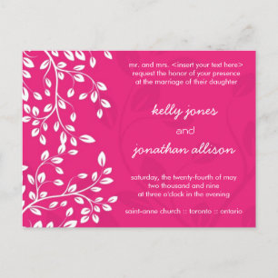 Classy Hot Pink Wedding Invitation