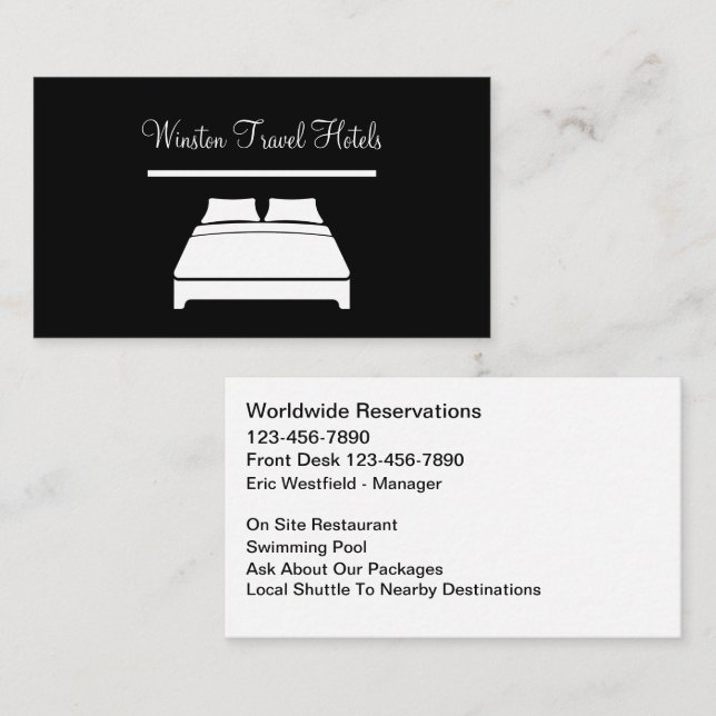 Classy Hotel Travel Business Cards (Front/Back)