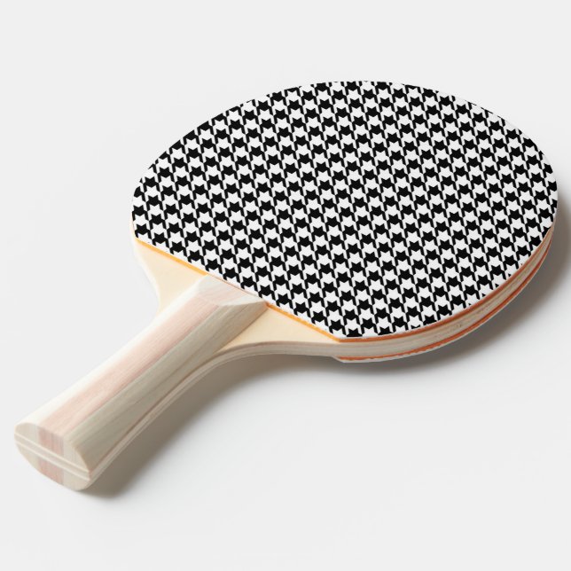 Classy Houndstooth Pattern Black And White Ping Pong Paddle (Back Angle)