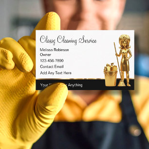 Classy House Cleaning Service Gold Tone Business Card