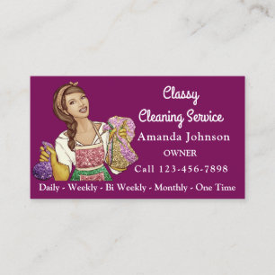 Classy House Cleaning Service Maid Glitter Marsala Business Card
