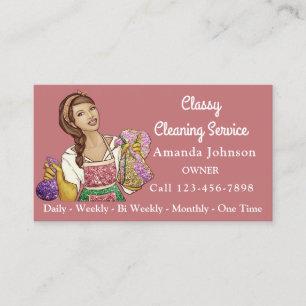 Classy House Cleaning Service Maid Glitter Rose Business Card