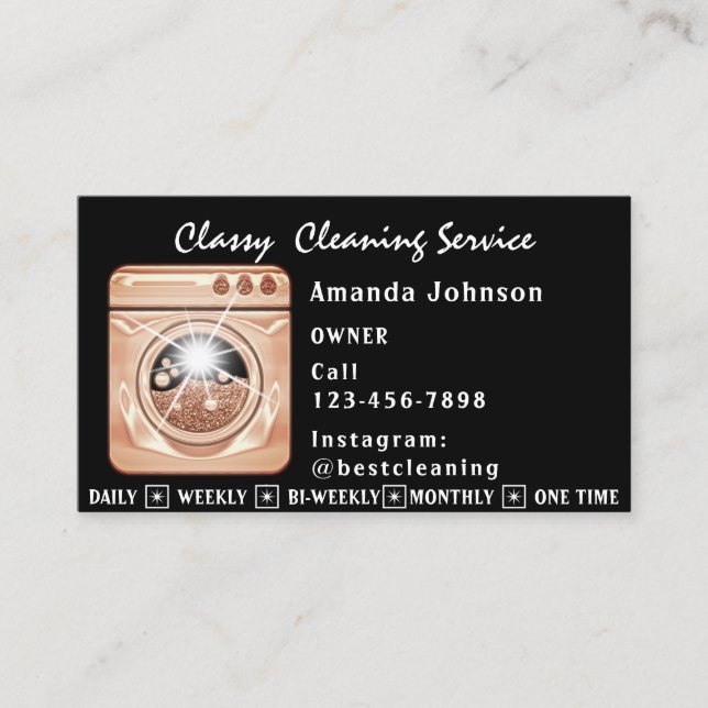 Classy House Cleaning Services Maid Laundy QR Code Business Card (Front)