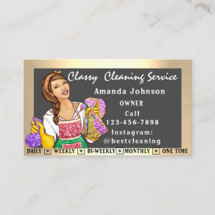 Classy House Office Cleaning Services Maid Grey Business Card