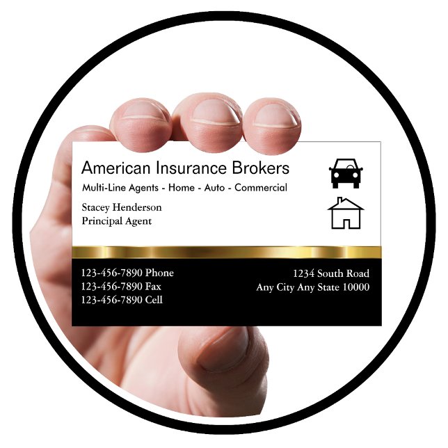 Classy Insurance Broker Business Cards (Creator Uploaded)