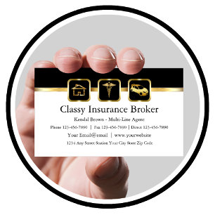Classy Insurance Broker Business Cards