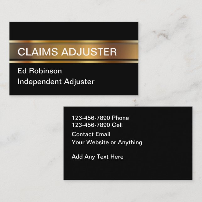 Classy Insurance Claims Adjuster Business Card (Front/Back)