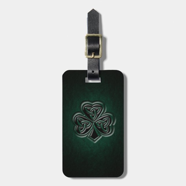 Classy  Irish lucky shamrock leather look Luggage Tag (Front Vertical)