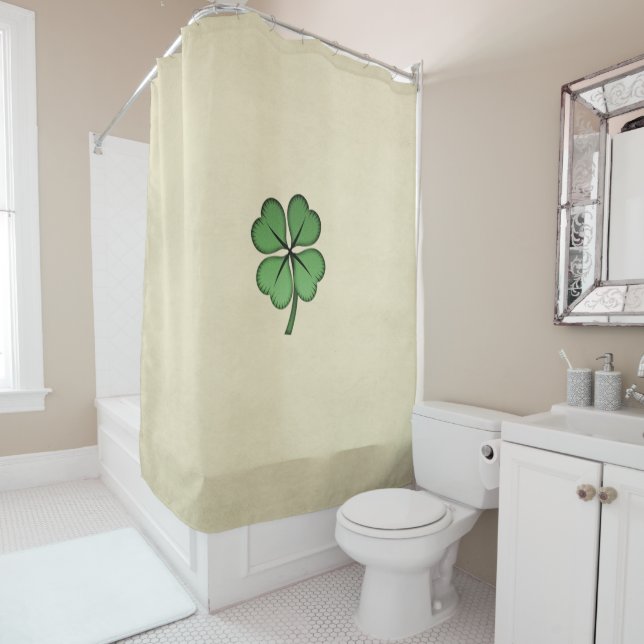 Classy Irish Lucky Shamrock Shower Curtain (In Situ)