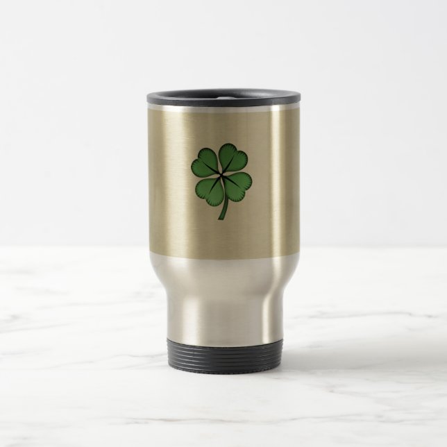 Classy Irish Lucky Shamrock Travel Mug (Center)