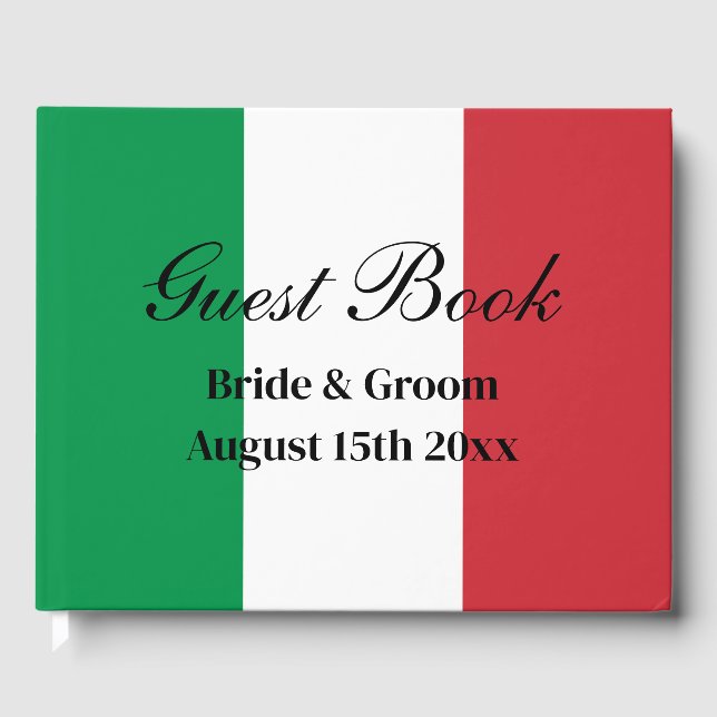 Classy Italian flag guest book for wedding party (Front)