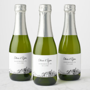 Classy Jacksonville Wedding Favour Custom Mini Sparkling Wine Label