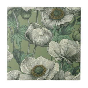 Classy Japanese Anemones Tiles For Home Decor