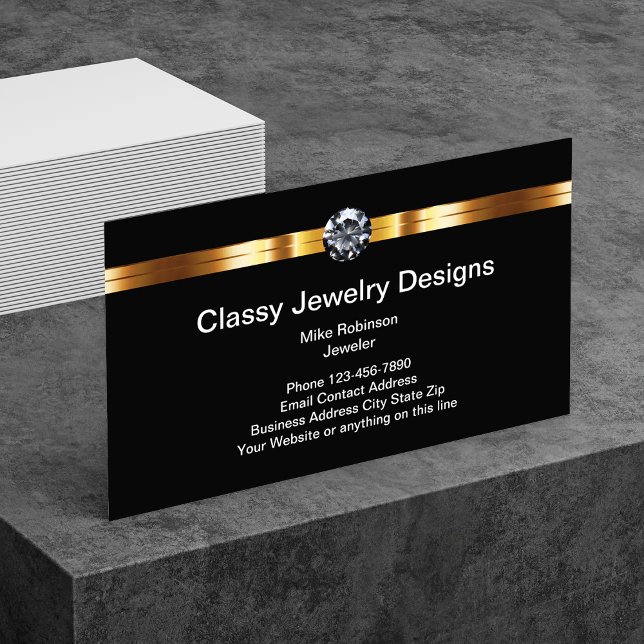 Classy Jewel And Gold Digital Design Jewellery Sto Business Card (Creator Uploaded)