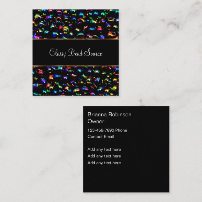 Classy Jewellery Beads And Crafting Square Business Card (Front/Back)