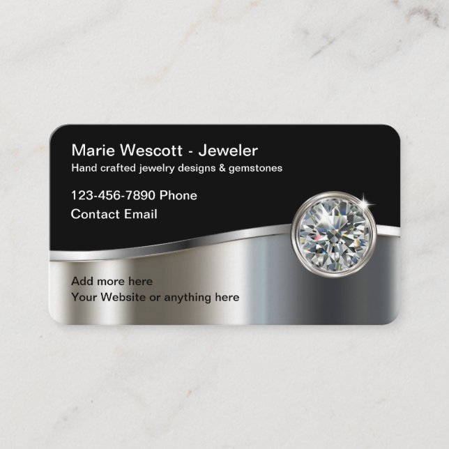 Classy Jewellery Designer Business Cards (Front)