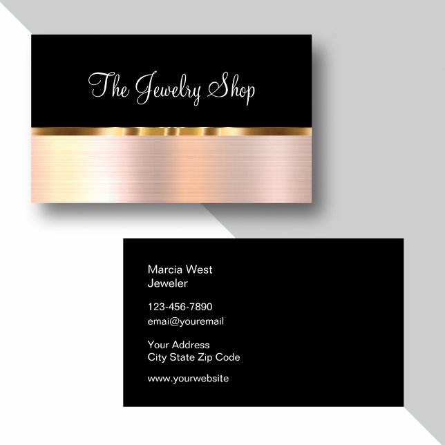 Classy Jewellery Theme Gold Tone Business Cards (Creator Uploaded)