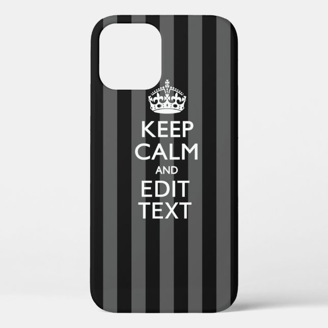 Classy KEEP CALM AND Your Text on Black Stripes Case-Mate iPhone Case (Back)