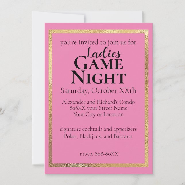 Classy Ladies Game Night Party Invitation (Front)