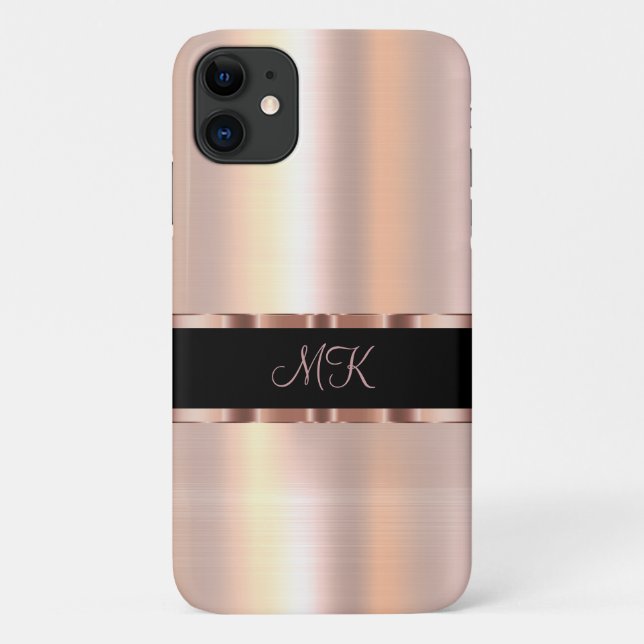 Classy Ladies Monogram Rose Gold Coloured Case-Mate iPhone Case (Back)