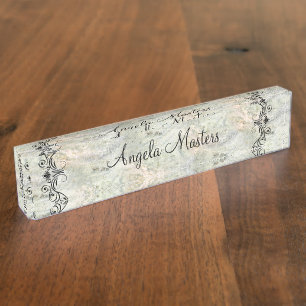 Classy Ladies Monogram Stone Pattern Executive Nameplate