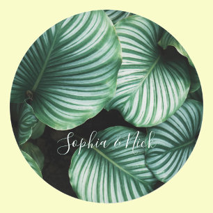 Classy Large Leaf Design, Names Classic Round Sticker