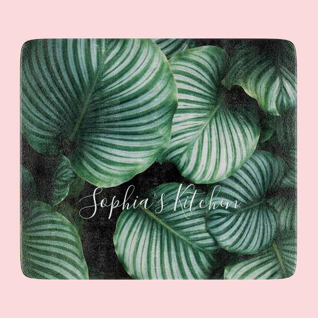 Classy Large Leaf Design, Your Name or Text Cutting Board (Creator Uploaded)