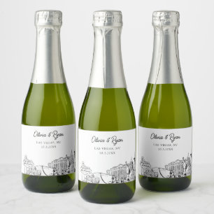 Classy Las Vegas Wedding Favour Custom Mini Sparkling Wine Label