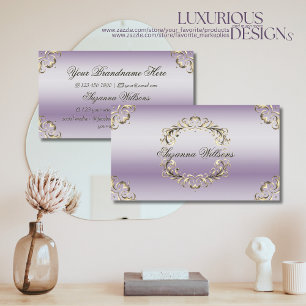 Classy Lavender Gold Ornate Elegance and Fancy Business Card