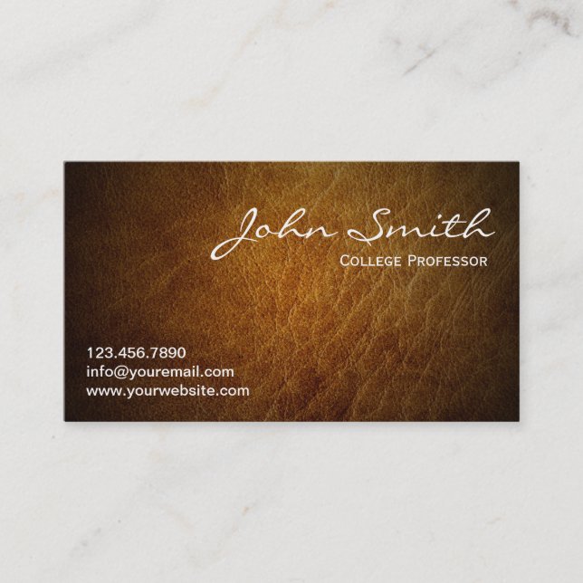 Classy Leather College Professor Business Card (Front)