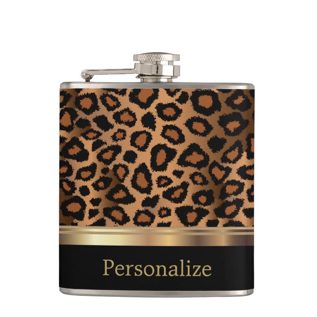 Classy Leopard Animal Print Hip Flask (Front)