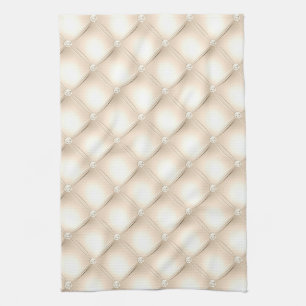 Classy Light Gold, Faux Diamond Tufted Tea Towel