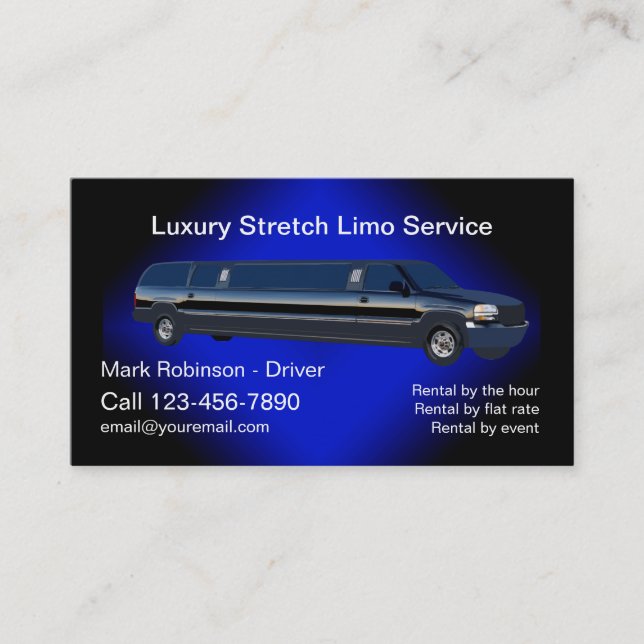 Classy Limo Chauffer Driver Business Cards (Front)
