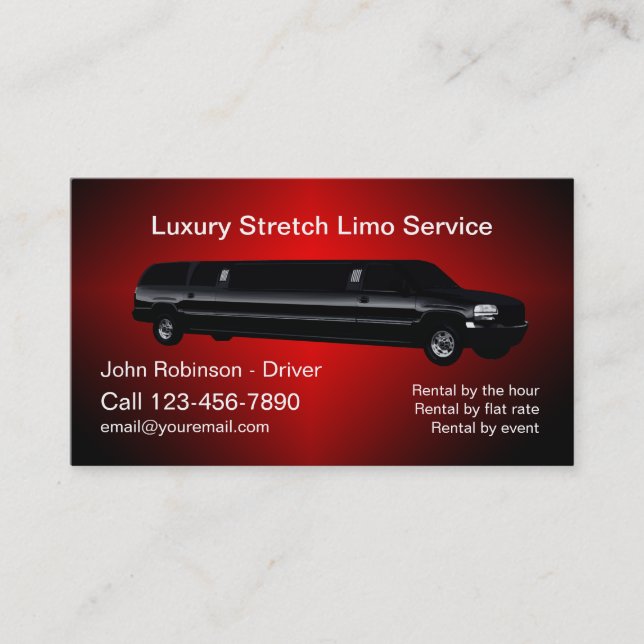 Classy Limo Driver Rental Business Card (Front)