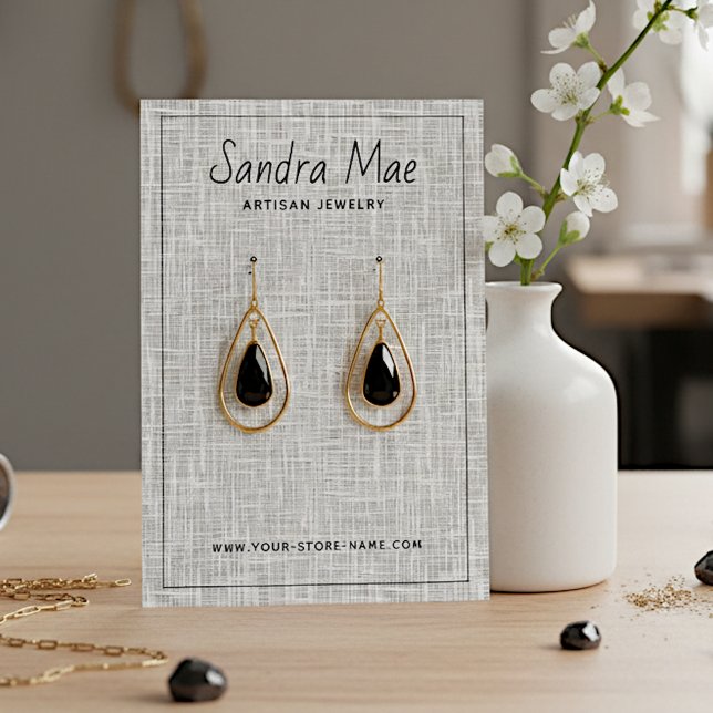 Classy Linen Look Earring Jewelry Display Card (Creator Uploaded)