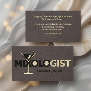 Classy Linen Mixologist Bartender Business Card