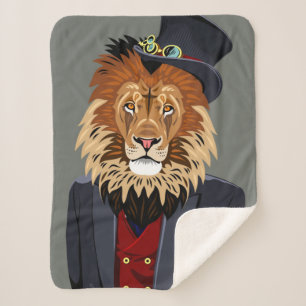 Classy Lion Sherpa Blanket