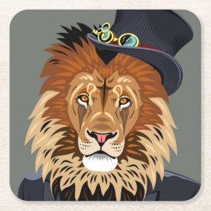 Classy Lion Square Paper Coaster