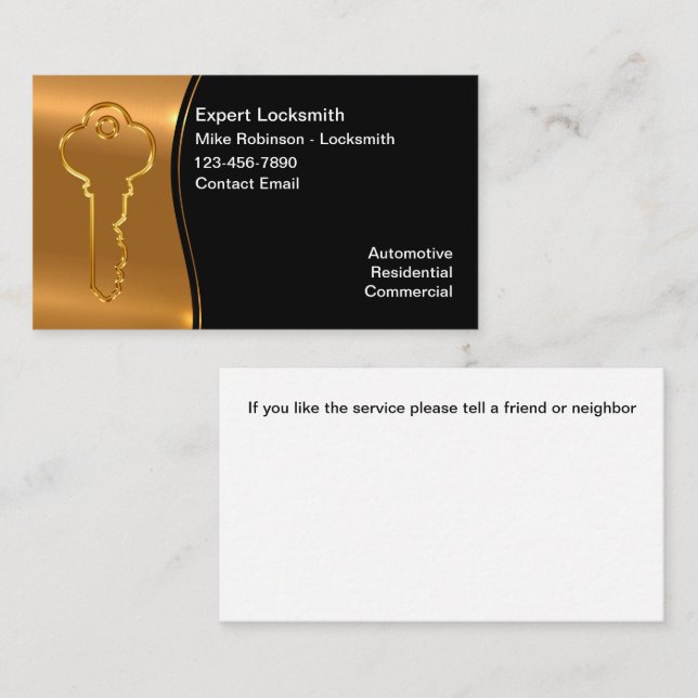 Classy Locksmith Business Card Design  (Front/Back)