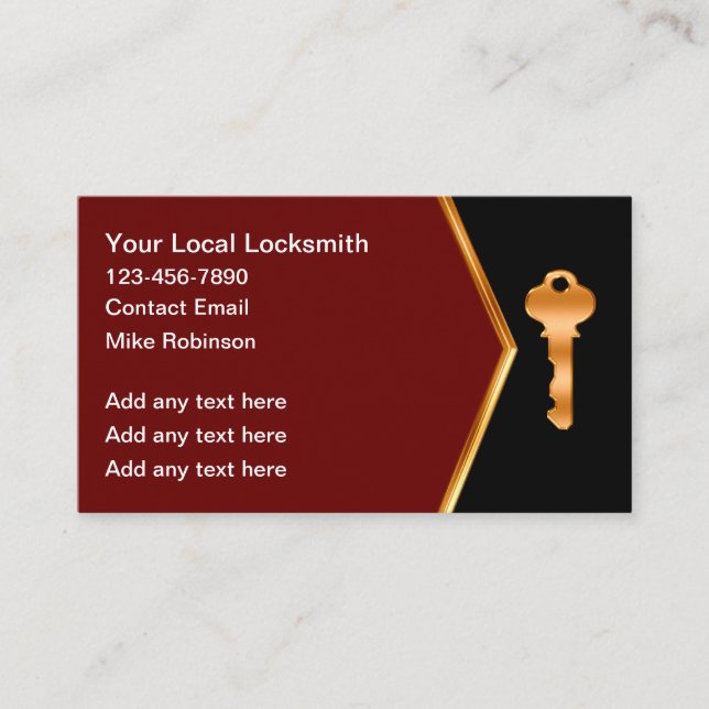 Classy Locksmith Business Cards House Key (Front)