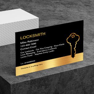 Classy Locksmith Gold House Key Business Cards