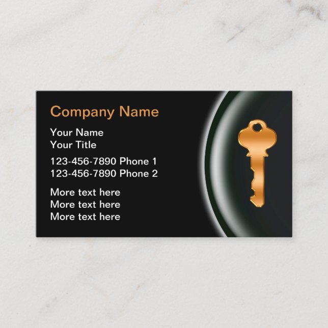 Classy Locksmith Unique Business Cards (Front)
