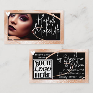 Classy Logo Photo Stylish Peach Frame Heart Luxe Business Card