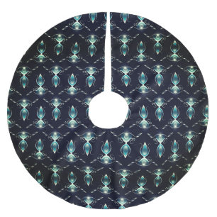 Classy Look of Blue Gems with Glowing Light Brushed Polyester Tree Skirt