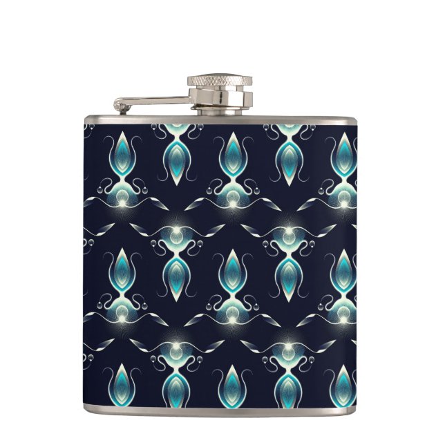 Classy Look of Blue Gems with Glowing Light Hip Flask (Front)