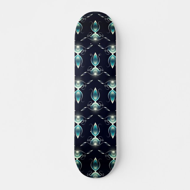 Classy Look of Blue Gems with Glowing Light Skateboard (Front)